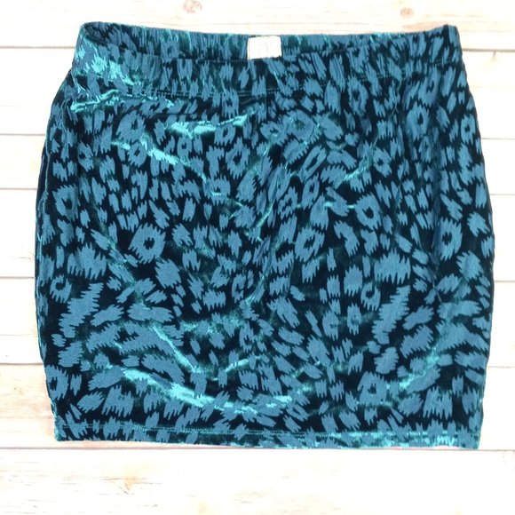 Mudd Medium Skirt Turquoise Burnout Animal Print Velour Skirt - Picture 3 of 8